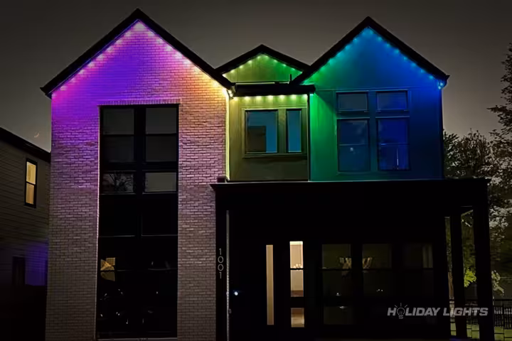 Blackstone MA property with permanent LED lighting for year-round ambiance